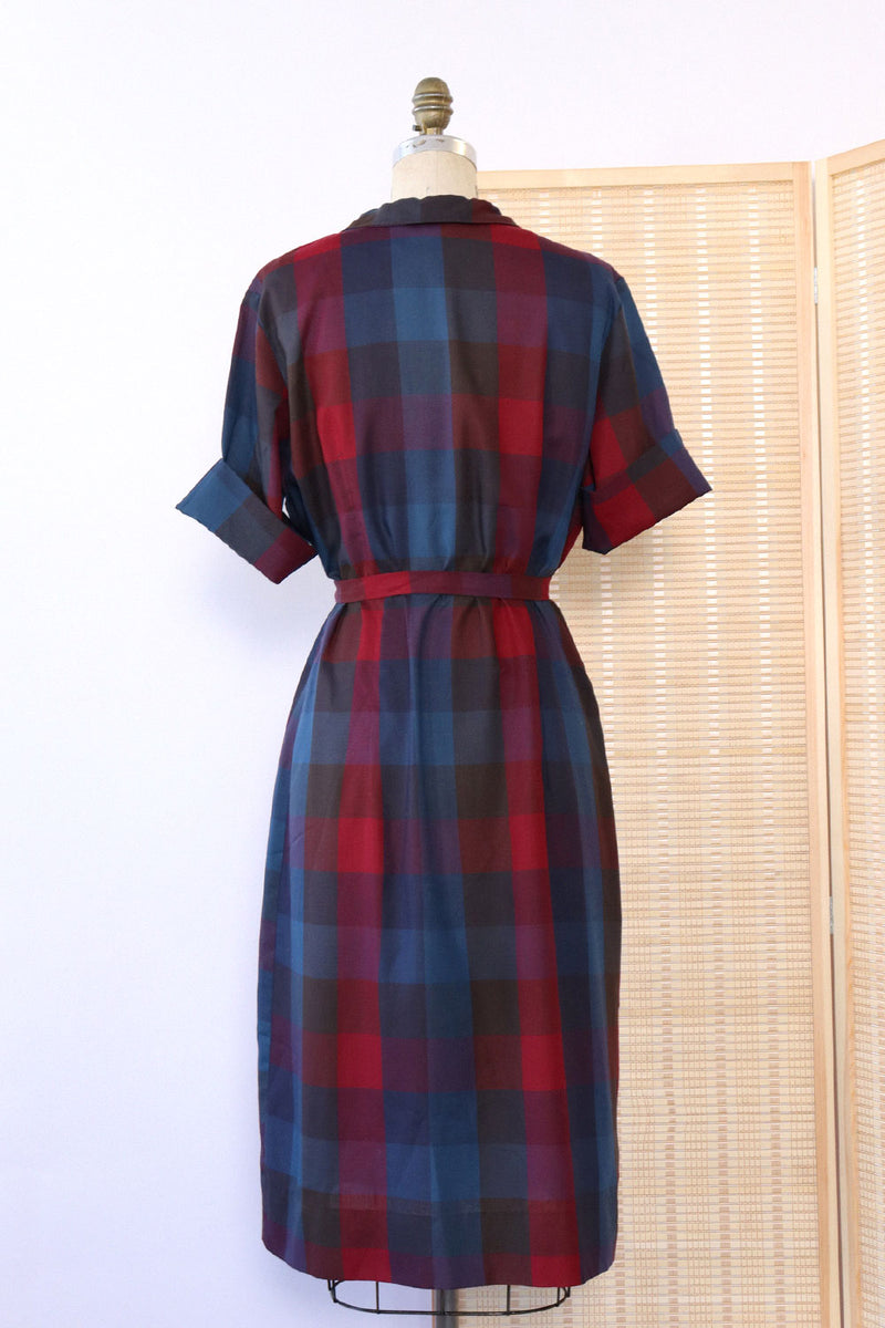 Berry Crisp Checkered Shirt Dress L