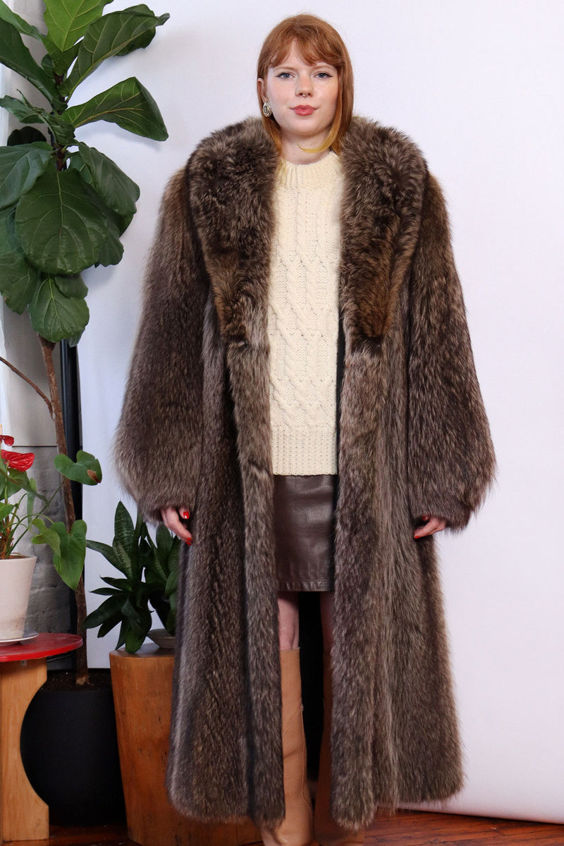 Madison Ave Raccoon Fur Coat M