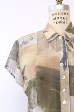 Sage Pressed Flowers Blouse S/M