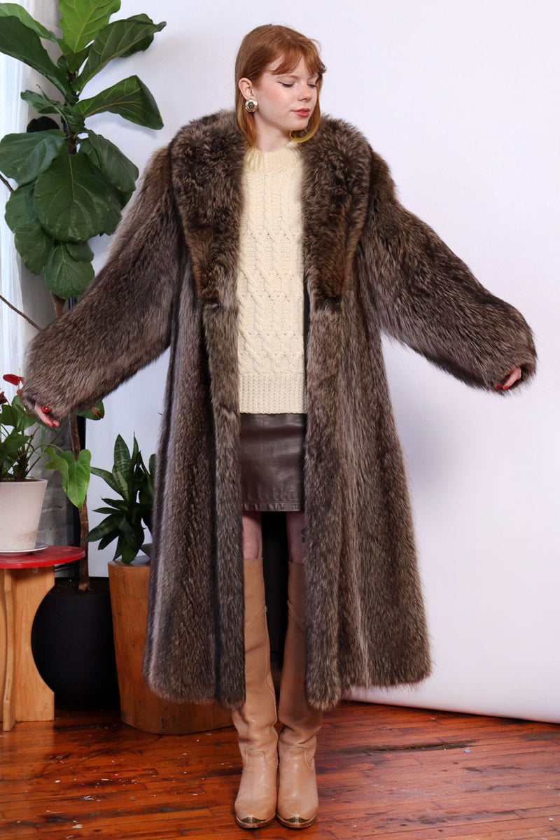 Madison Ave Raccoon Fur Coat M