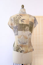 Sage Pressed Flowers Blouse S/M