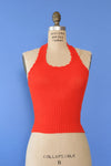 Tomato Red Knit Halter XS