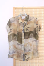 Sage Pressed Flowers Blouse S/M