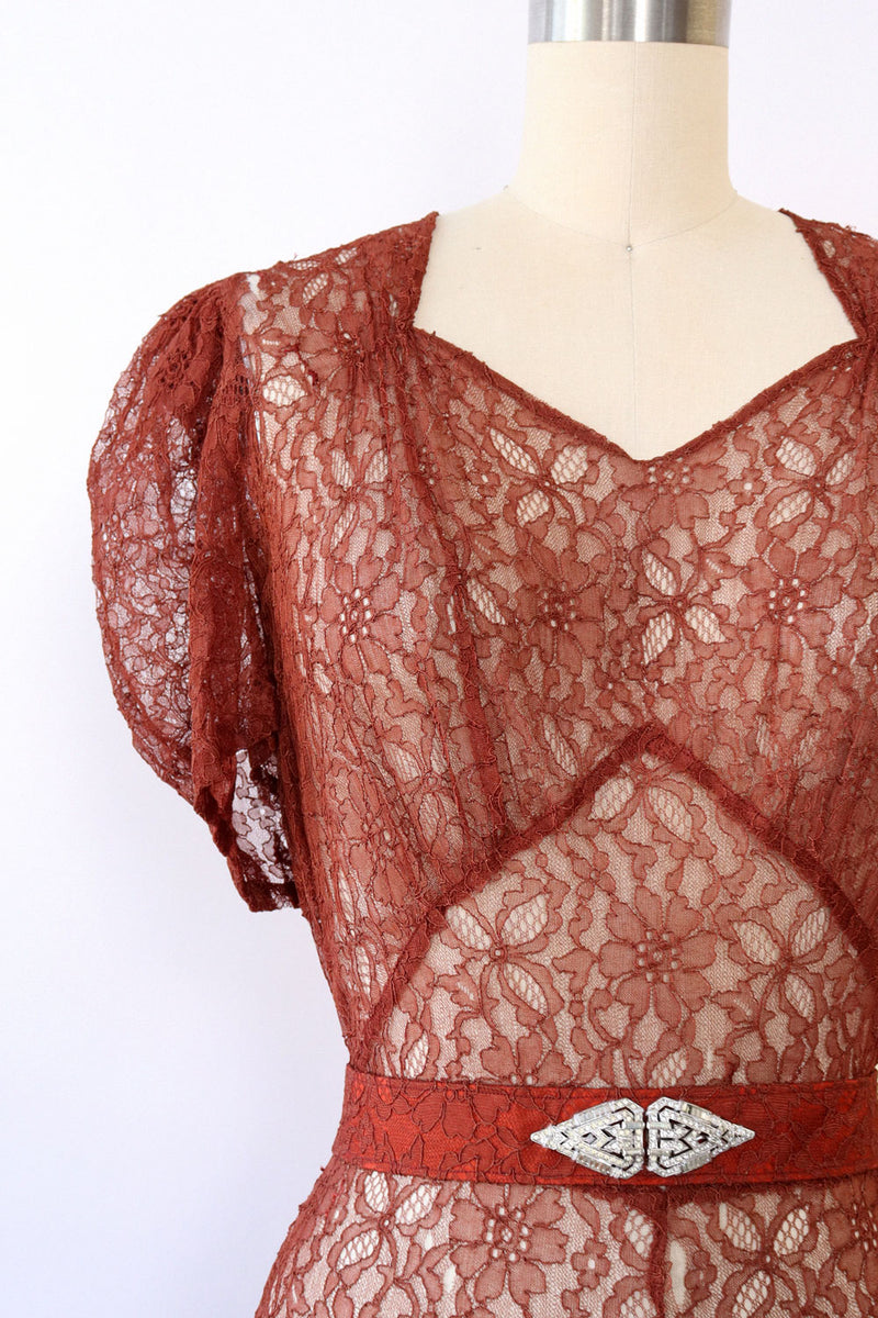 1930s Redwood Lace Gown S/M