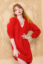 Slouchy Scarlet Sweater Dress S-L