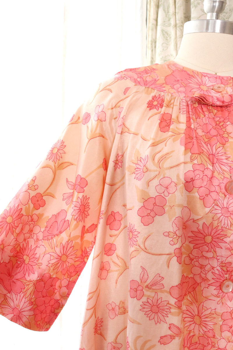 Cherry Blossom Satin Duster Dress M/L