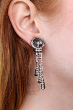 Smoky Crystal Dangling Clip-ons