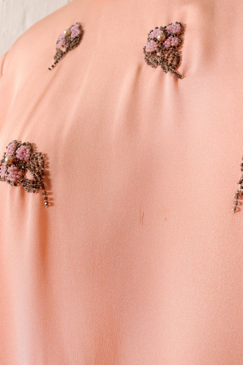 1950s Blush Beaded Blouse L/XL