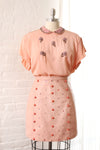 1950s Blush Beaded Blouse L/XL