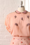 1950s Blush Beaded Blouse L/XL