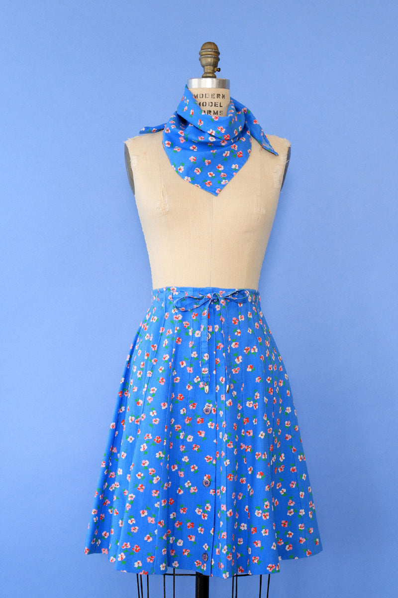 Pansy Print Skirt and Bandana XS/S