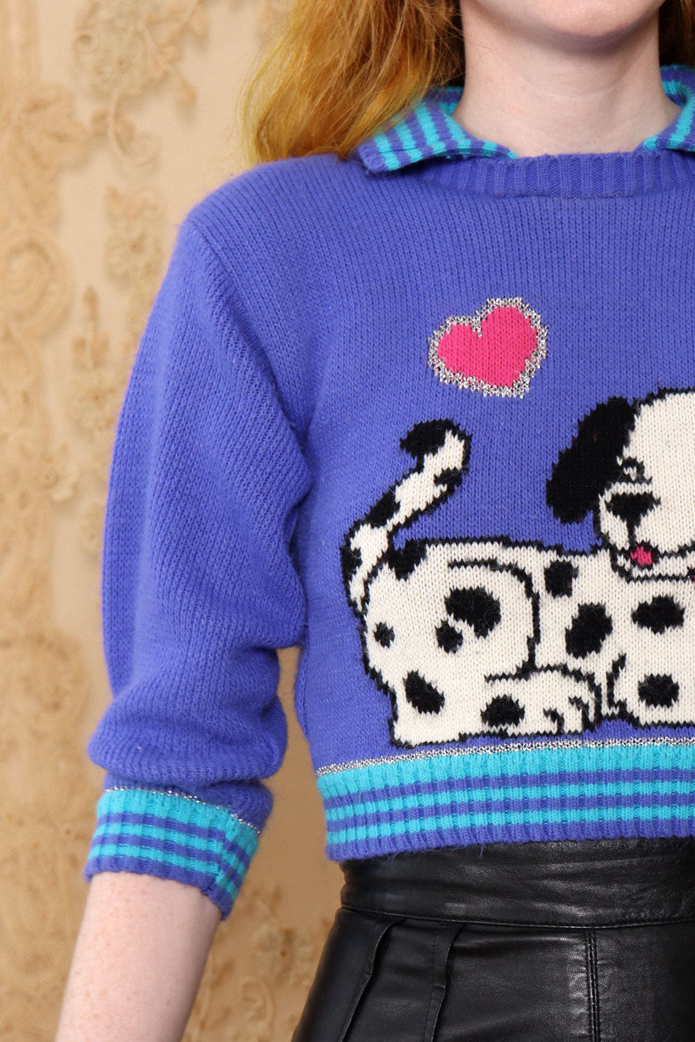 Periwinkle Puppy Crop Sweater XS