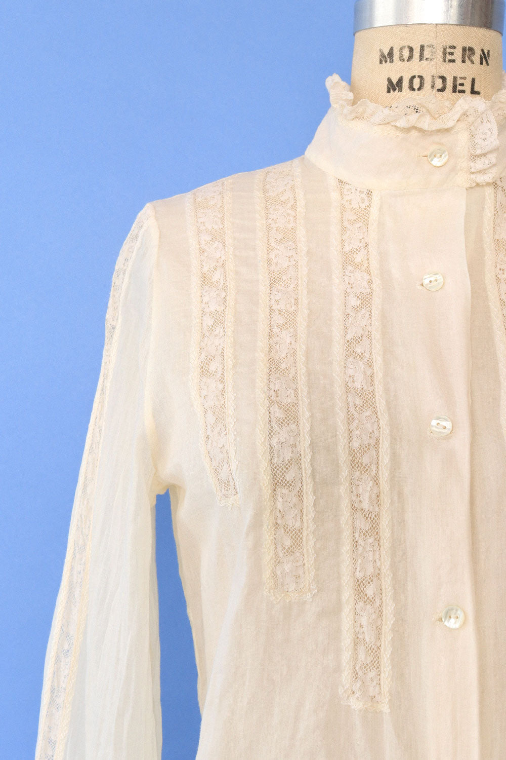 Edwardian Lace Trim Blouse M