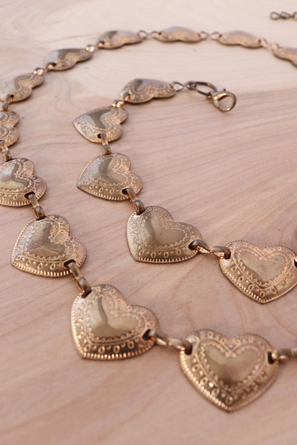 Rosy Gold Heart Chain Belt 25-43"