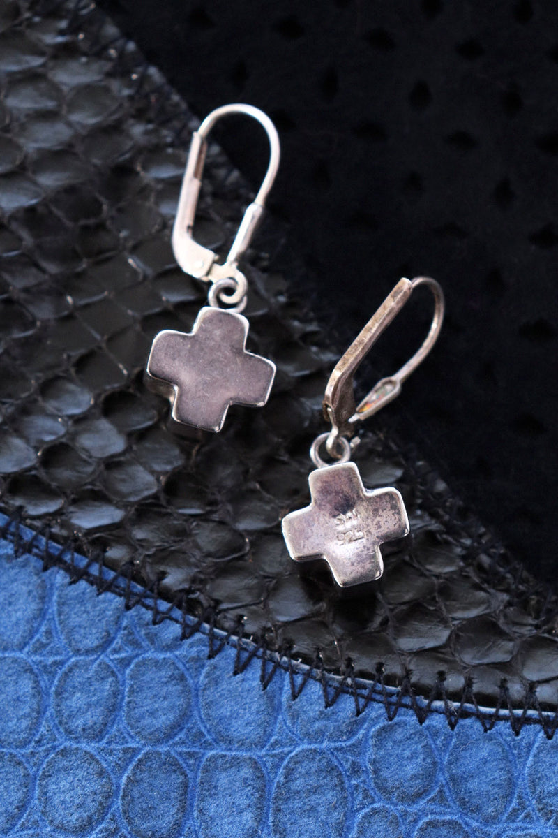 Sterling Dangly Cross Earrings