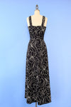 Monochrome Minimal Floral Maxi Dress XS-M