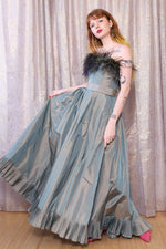 Pewter Victor Costa Feather Gown S