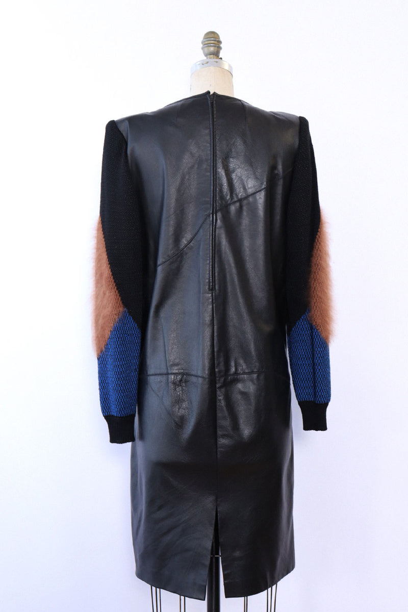 Mixed Media Leather Sweater Dress M/L