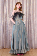 Pewter Victor Costa Feather Gown S