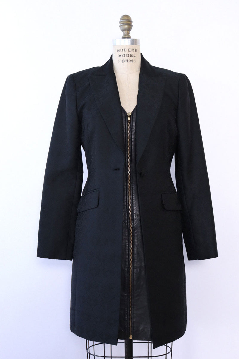 Black Brocade Blazer Coat S