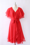 Watermelon Chiffon Wrap Dress M