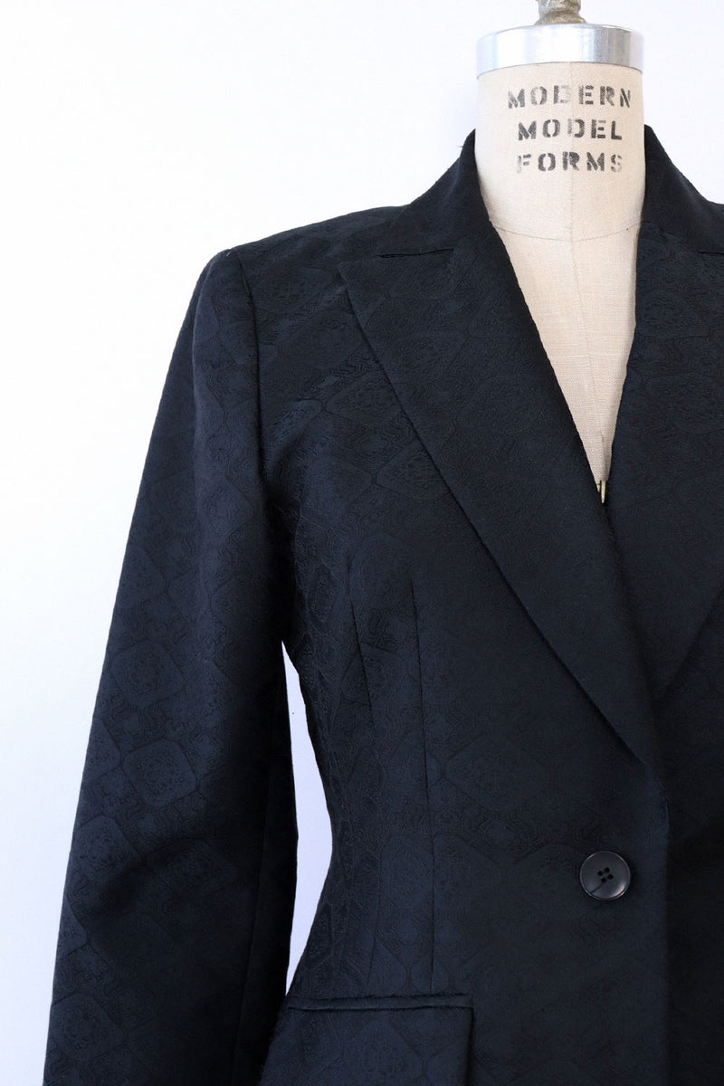 Black Brocade Blazer Coat S