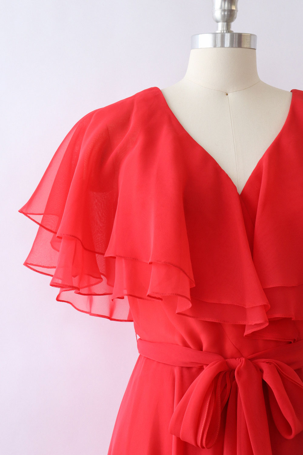 Watermelon Chiffon Wrap Dress M