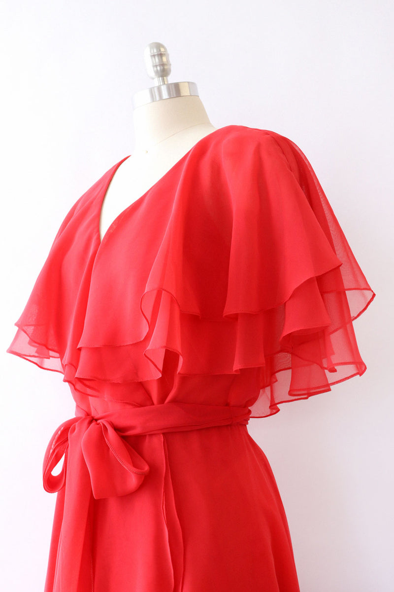 Watermelon Chiffon Wrap Dress M