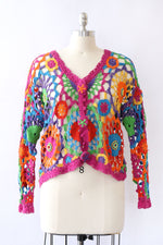 Radial Rainbow Crochet Cardigan S-L