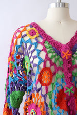 Radial Rainbow Crochet Cardigan S-L