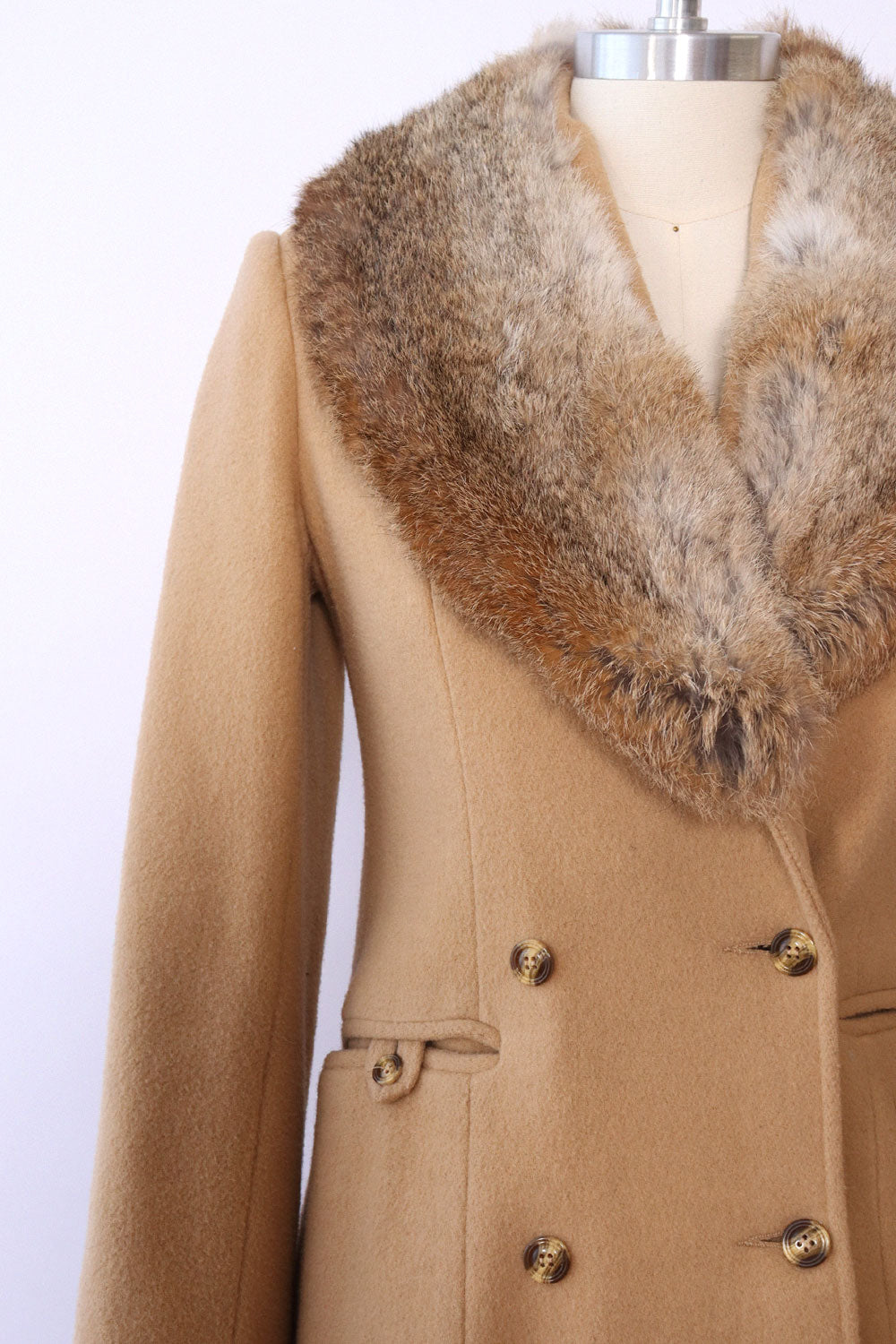 Camel Fur Collar Coat XS/S