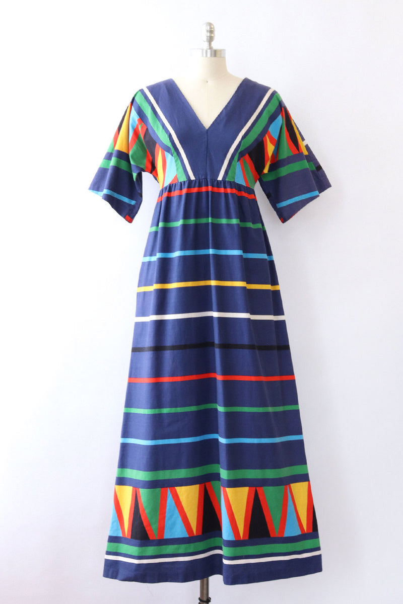 Colorful Striped Cotton Caftan S