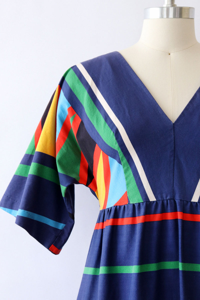 Colorful Striped Cotton Caftan S