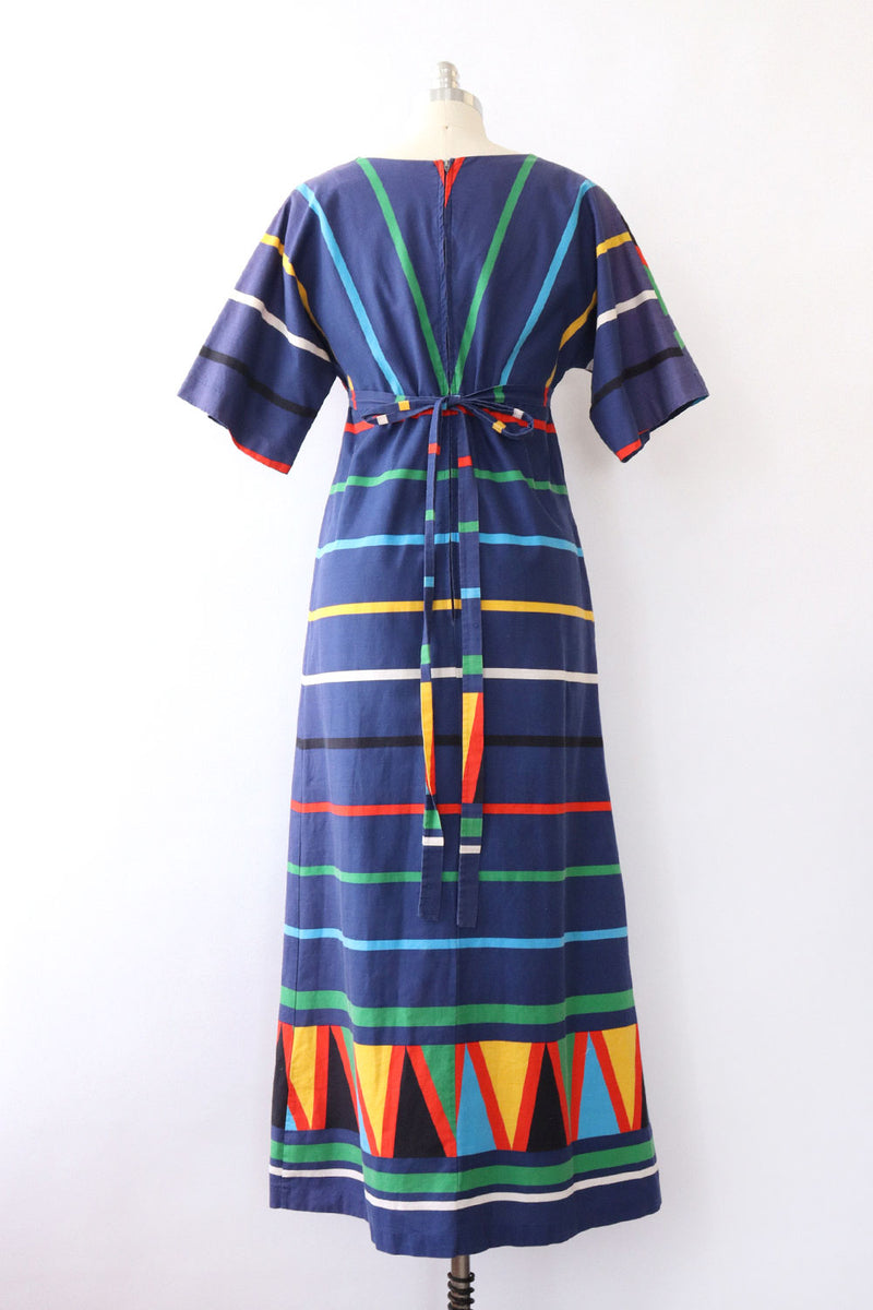 Colorful Striped Cotton Caftan S