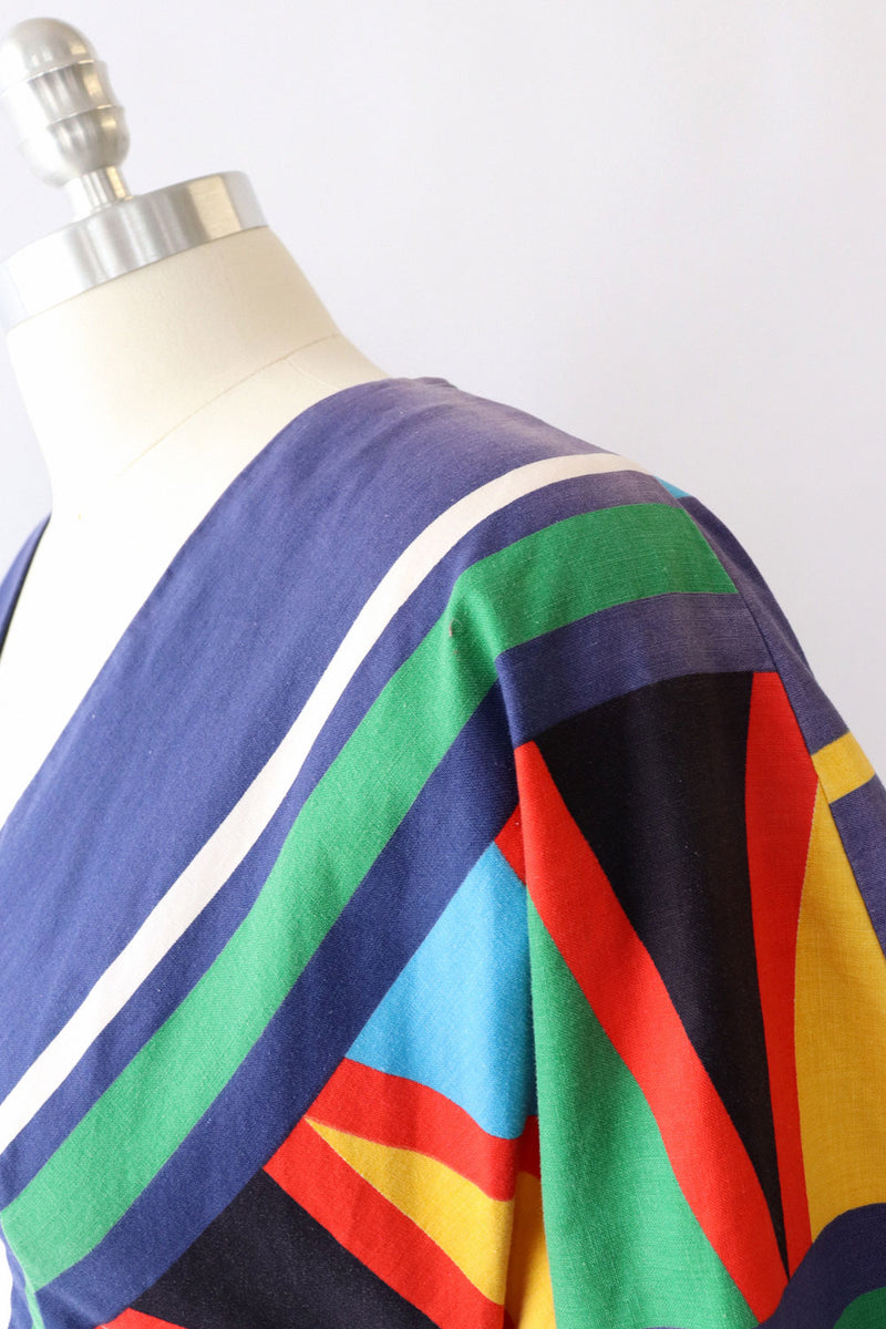 Colorful Striped Cotton Caftan S