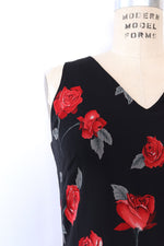 Bias Cut Black Rose Maxi M