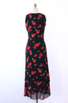 Bias Cut Black Rose Maxi M