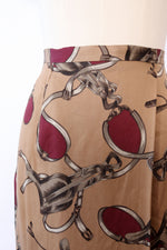 Equestrian Print Tea Wrap Skirt M