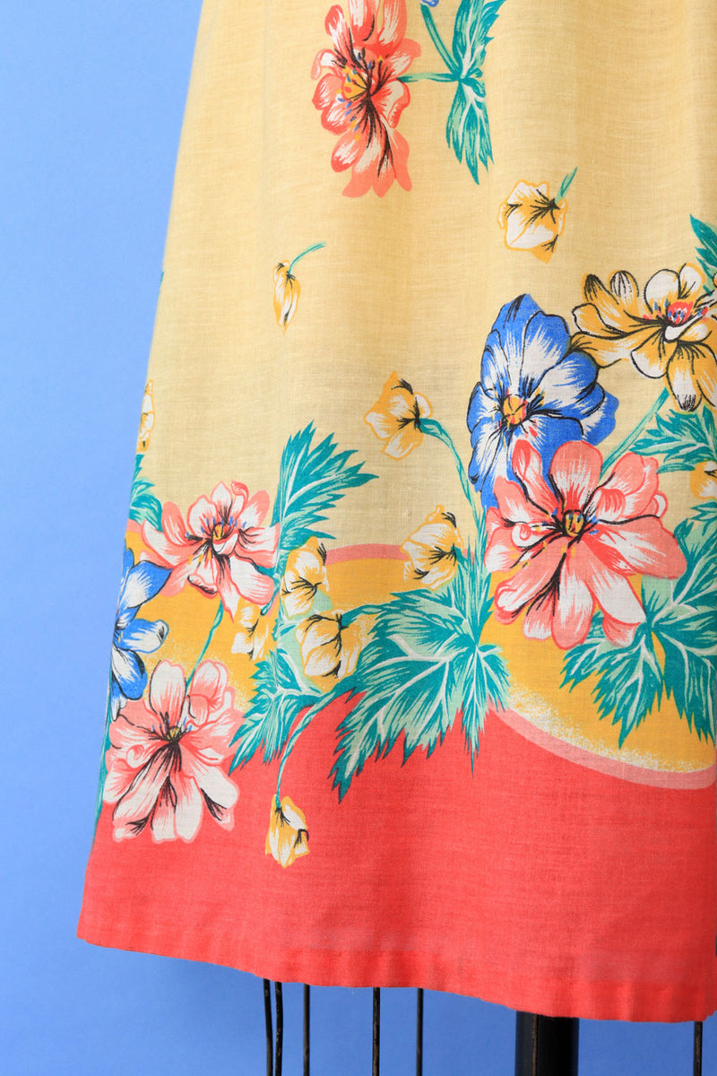 Coral Tropical Floral Sundress S/M