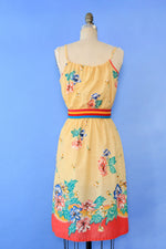 Coral Tropical Floral Sundress S/M