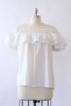 Cloud White Lacey Peasant Blouse S-L