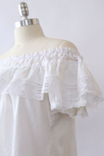 Cloud White Lacey Peasant Blouse S-L