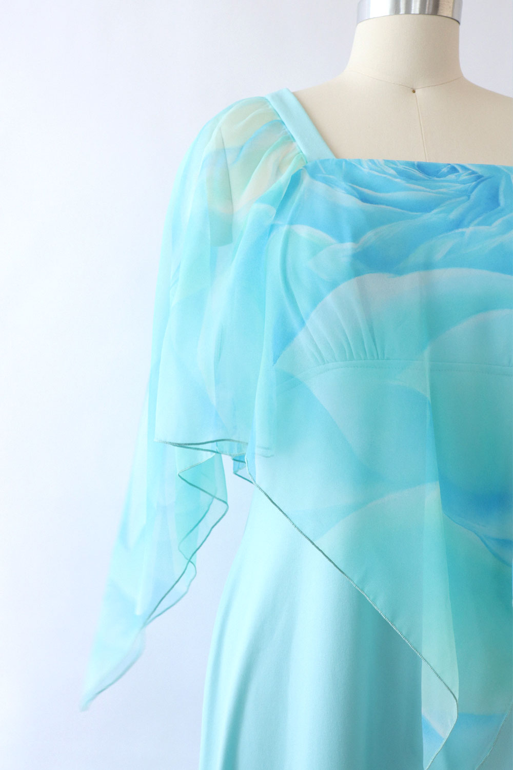 Sky Blue Chiffon Cape Dress M