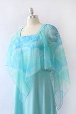 Sky Blue Chiffon Cape Dress M