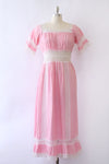 Petal Pink Crochet Trim Cotton Dress L