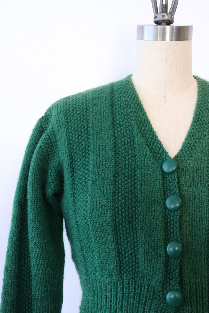 1930s Kale Crop Sweater XS