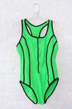 Neon Green 90s Zip Swimsuit M-M/L