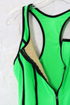 Neon Green 90s Zip Swimsuit M-M/L