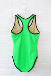 Neon Green 90s Zip Swimsuit M-M/L