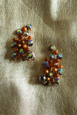 Amber Carnival Beaded Clip-ons